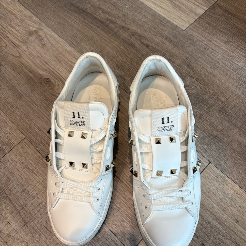 Valentino White Rockstud Sneakers